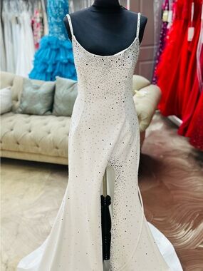 Elegant White Embellished Prom Dress
